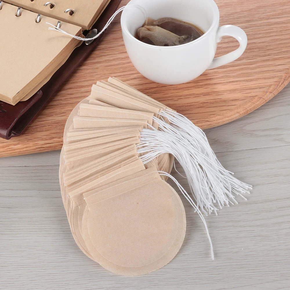 100 шт./упак. круглый Чай сумки пустые Ароматические фильтр для заварки с струнной
