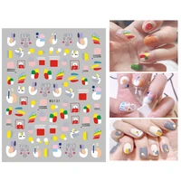 10pcs3d color rainbow nail art sticker diy adhesive leaf nail art supplies flowers cloud nail slider wg131