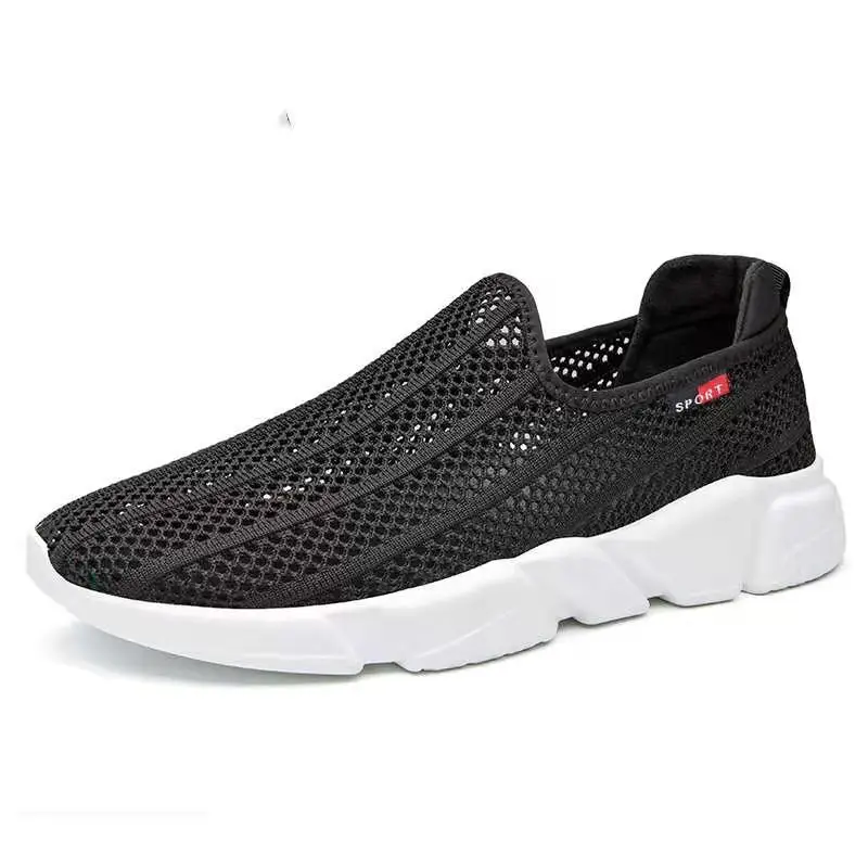 

Men Shoes Summer Hollow Breathable Flat Bottom Black One Pedal Light And Comfortable Basketball Shallow Mouth With Free Shipping