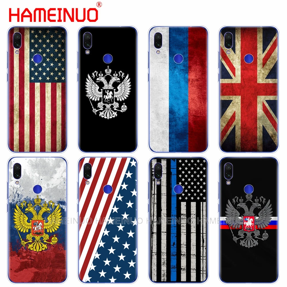 Силиконовый чехол для телефона xiaomi mi 9 SE 9t PRO CC9 SE A3 Lite redmi NOET 7 7S PRO 7A go k20 pro y3 с российским британским флагом США