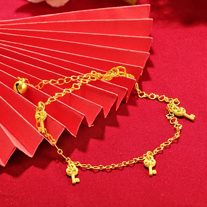 

24k gold-plated anklet female simple couple sand gold sexy personality net red summer new trend niche foot accessories