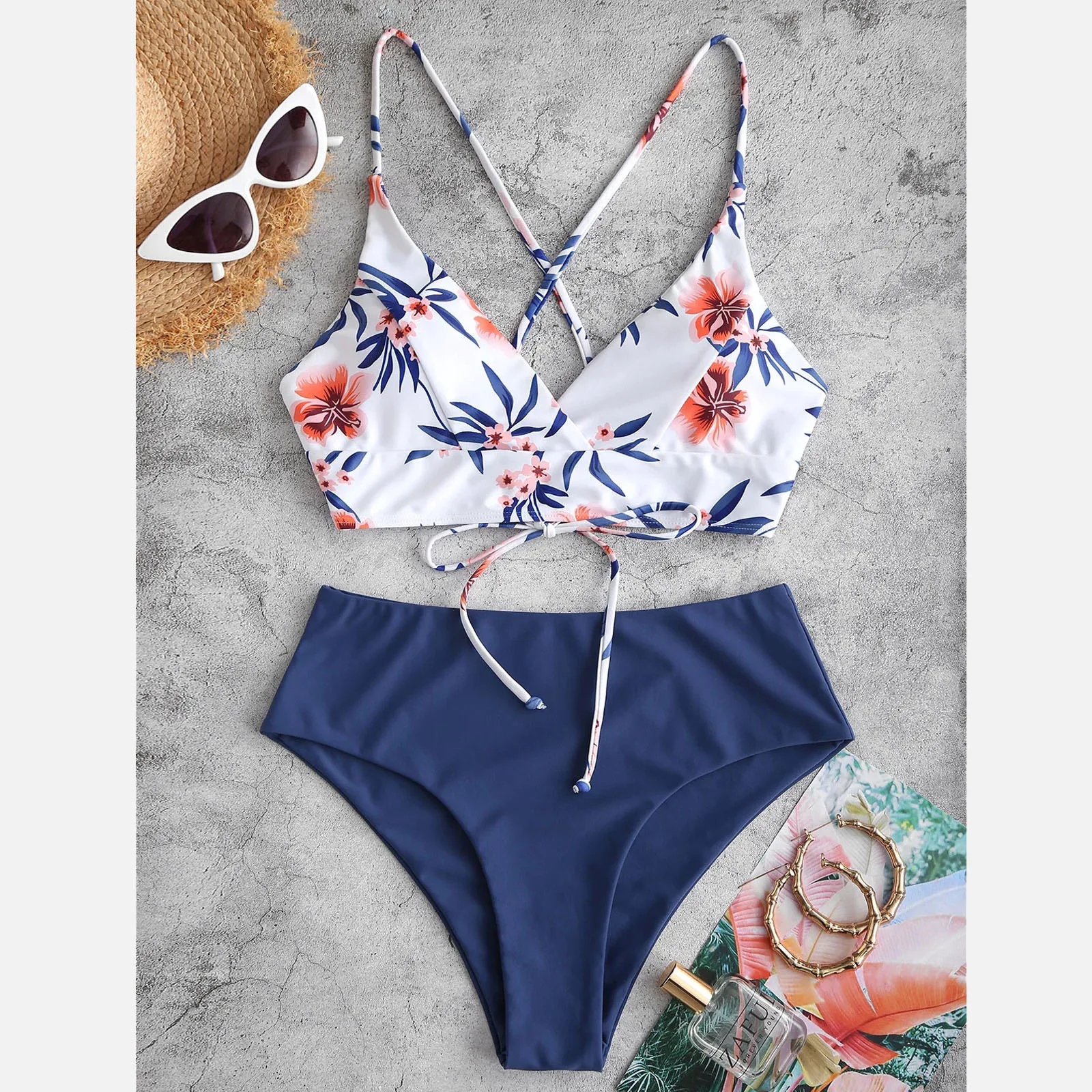 

Bikini 2021 Woman Summer Fashion Women Two Piece Flower Print Split Sets Plus Size Beachwear Swimsuit Bikini Maillot De Bain