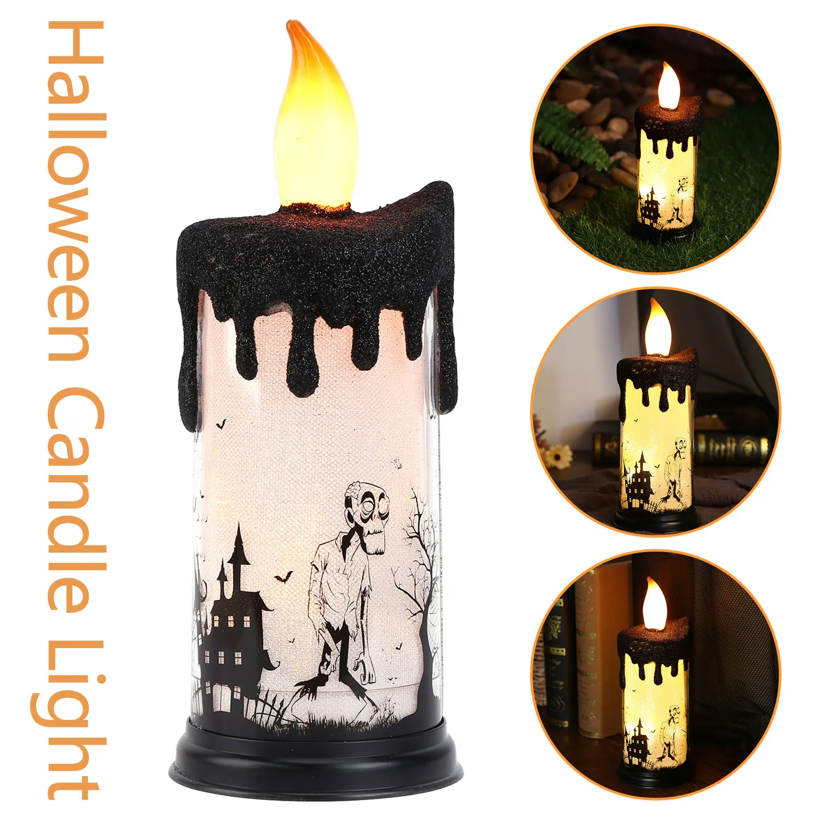 

Simulation LED Candles Battery Operated Flameless Pillar Candle Castle Dancing Skull Ghost Hand Halloween Party Decoration Props