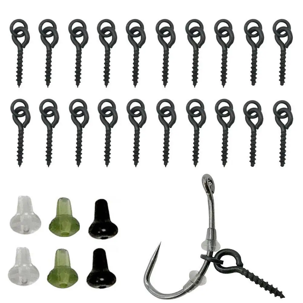 

20Pcs Carp Rig Ring Stops with 20Pcs Boilie Bait Screw Fishing Accessories Kit Ѭбалка Fishing Tackle Boxes