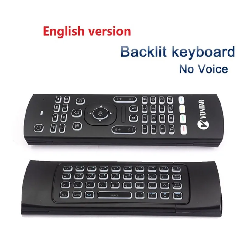 English with backlit Беспроводная клавиатура MX3 Air mouse с подсветкой, 2,4G, голосовое дистанционное управление, подсветка, английский/русский язык, ИК-обучение, для Android tv Box PC - Цвет: English with backlit