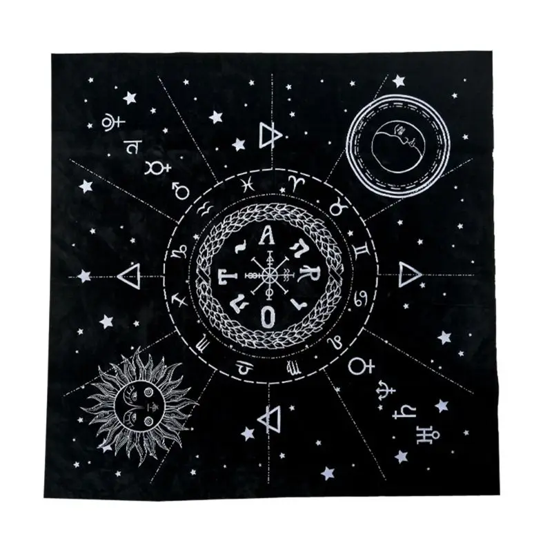 

49*49cm Tarot Tablecloth Twelve Constellations Sun Moon Tarot Flannel
