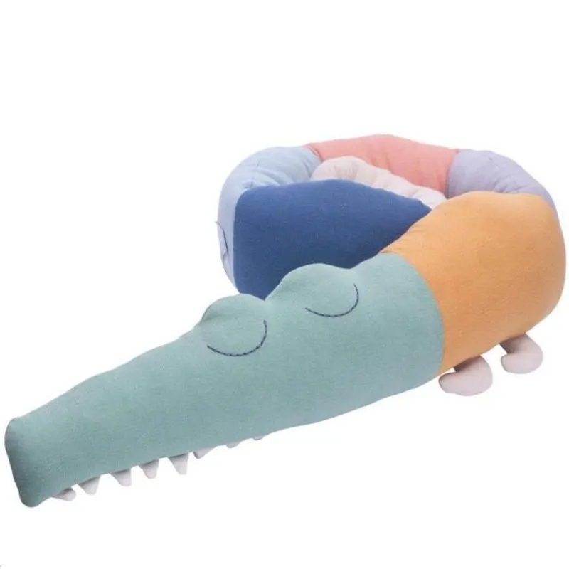 

185CM Baby Bed Bumper Crocodile Pillow Infant Crib Fence Bedding Protector Cotton Cushion Pads Kids Room Decoration Plush Toys