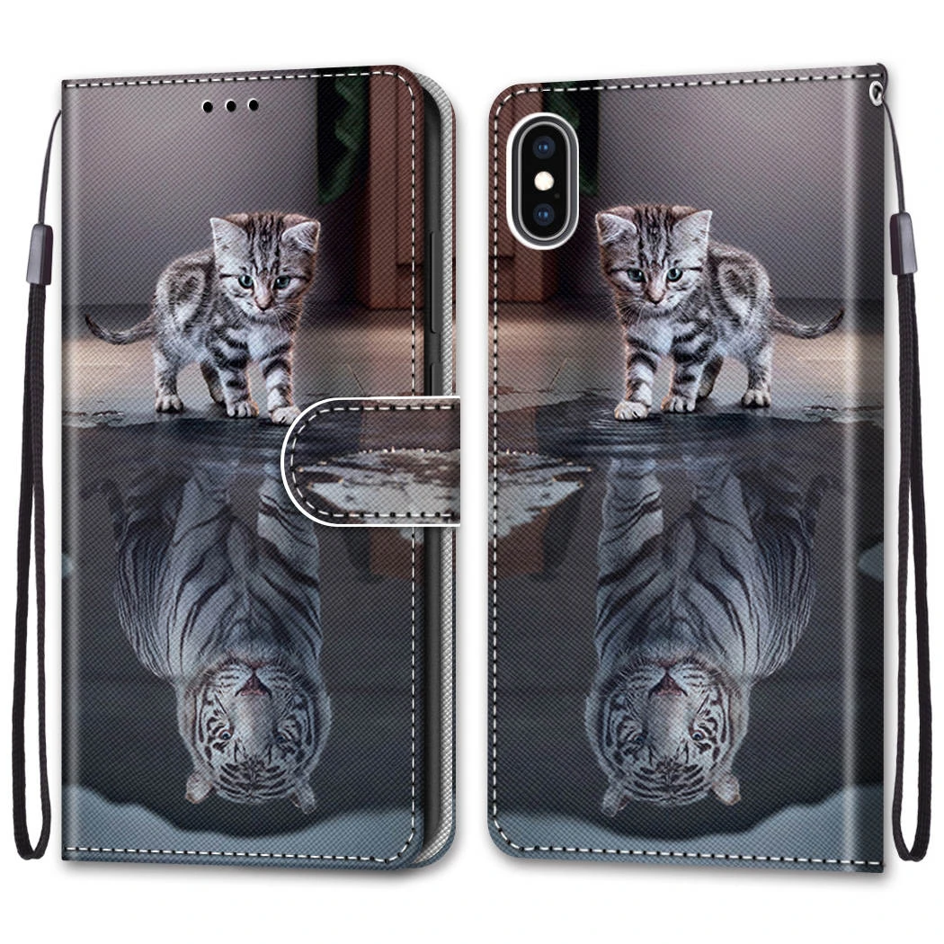 flip leather case on for iphone se 6 7 8 6s 11 pro x xs xr max 2020 fundas 3d wallet card holder stand book cover painted coque free global shipping