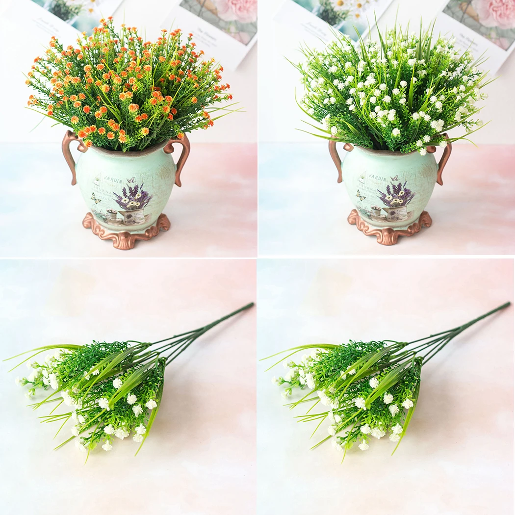 

False Artificial Flowers Garden Gift Gypsophila Home Offices Orange Purple