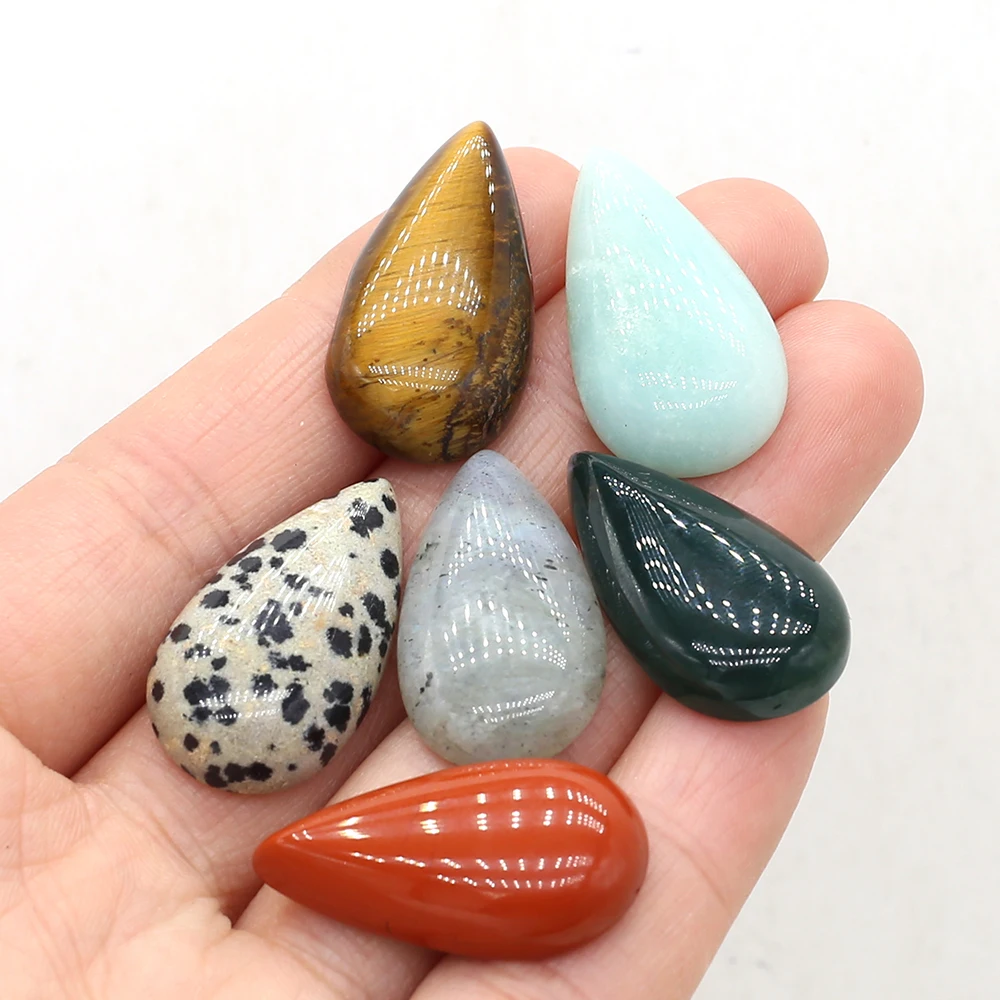 2pcs Natural Flash Labradorite Cabochon Tiger Eye Stone Turquoise Loose Bead for DIY Jewerly Necklace Accessories - купить по