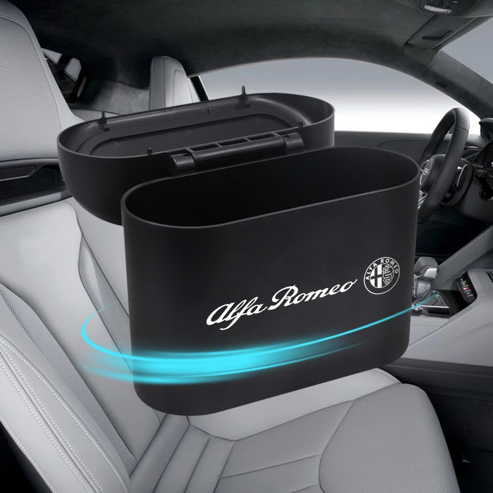 

Car Trash Can Interior Organizer Storage Box Car Garbage Bag Press Sealed Can Storage Bin for Alfa Romeo 156 Auto Accessories