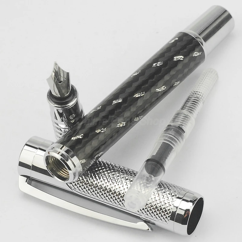 Перьевая ручка Fuliwen из углеродного волокна средний наконечник 0 7 мм желтый цвет