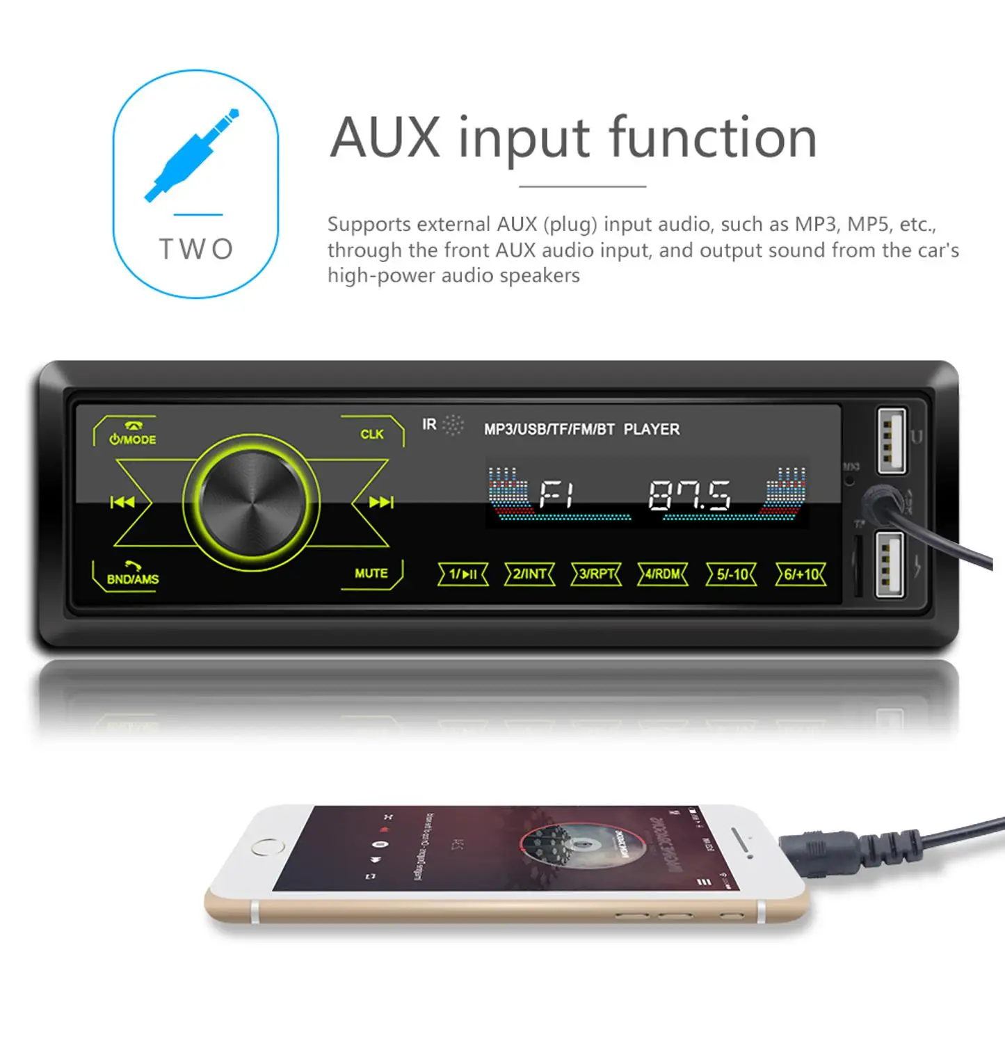 Автомагнитола Podofo 12 В 1DIN с Bluetooth стереозвук mp3 плеер FM/USB/радио для автомобиля