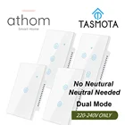 Переключатель ATHOM US Pre Flashed Tasmota, wi-fi переключатель, сенсорная клавиша, 1234 клавиши, не нужен нейтральный и нейтральный, 220-240 В