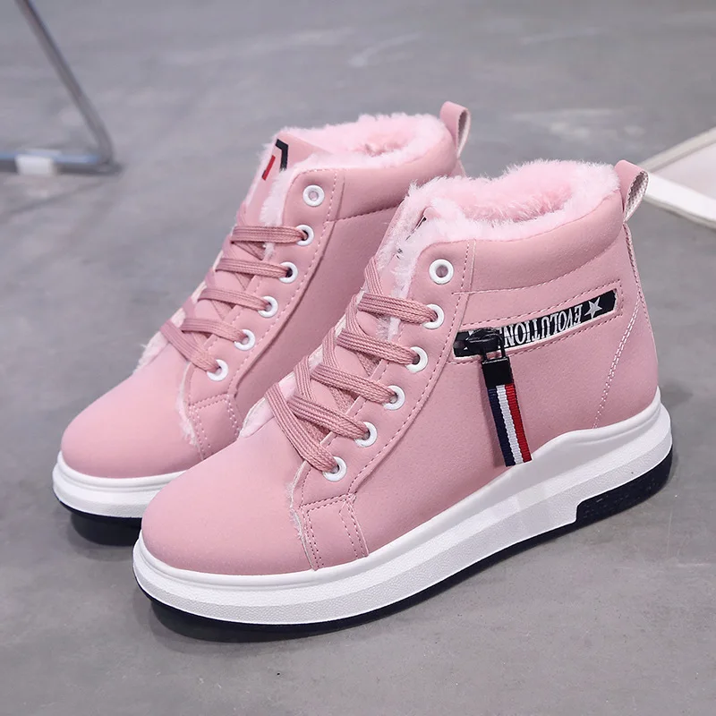 

Plush Shoes Women Winter Boots Fashion Ladies Ankle Lace Up Snow Suede Insole Black Botas Mujer Zapatos De Mujer Botas Rojas