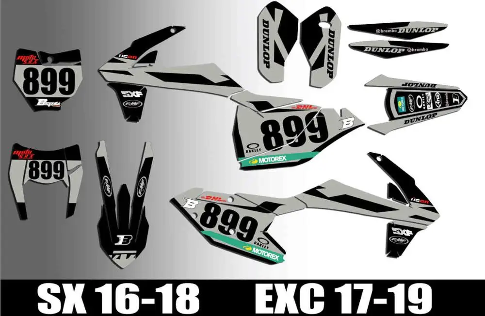 Полный набор графических фонов для мотоцикла наклейки Набор наклеек KTM EXC EXCF XCW 2017