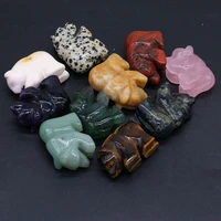 wholesale natural stone rose quartz ornament little bear stones beads crafts making home decoration accessories jewelry gift5pcs