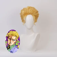 anime jojos bizarre adventure cosplay wig kira yoshikage golden short hair high temperature material carnival dress up wig