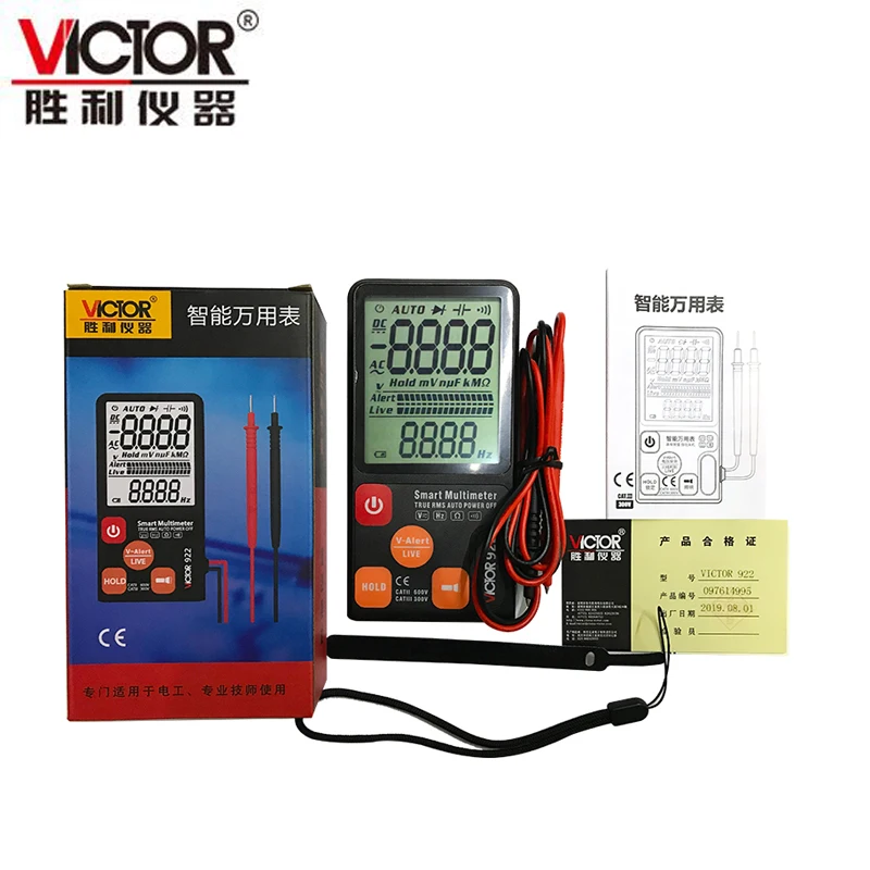 

VICTOR VC922 умный мультиметр светильник Карманный многоцелевой измеритель Автоматический диапазон обслуживания электрика
