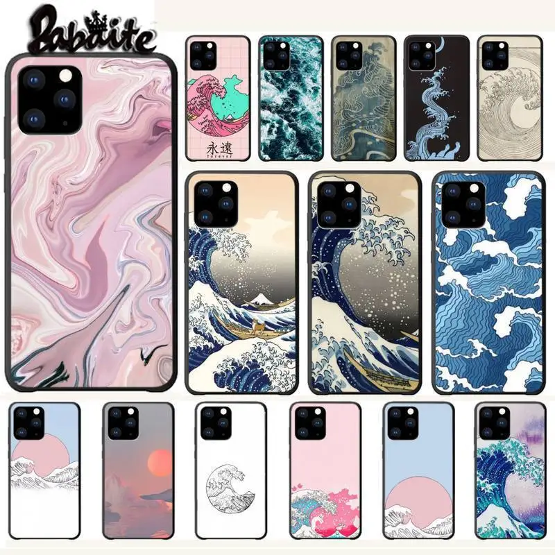 Wave Art японский зеленый Illust Классический чехол для телефона Funda Iphone 5s Se 2020 6 6s 7 8 Plus X