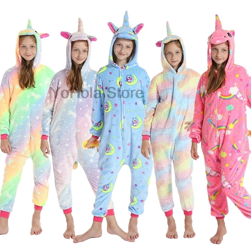 

One Piece Hooded Jumpsuits for Children Kigurumi Unicorn Pajamas Children's Unicorn Pajamas Licorne Stich Pijamas Onesies Kids