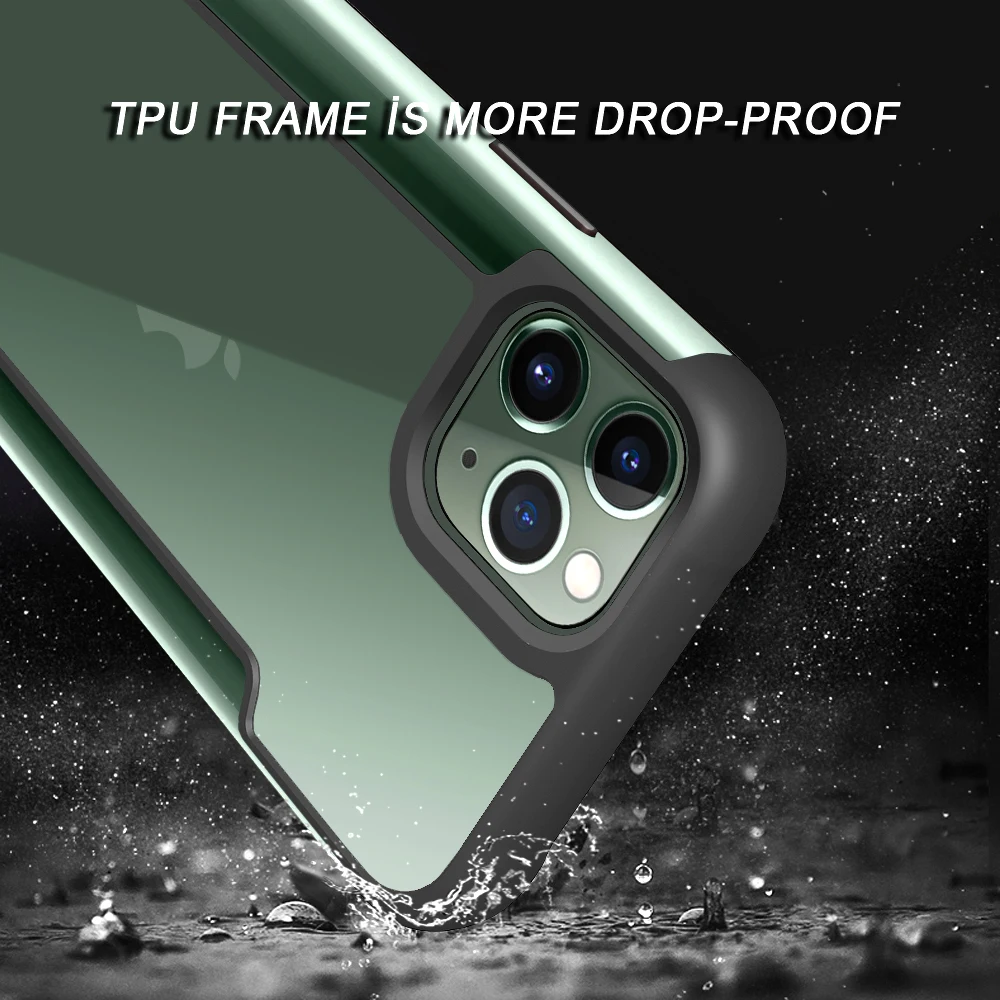 Чехол для iPhone 11 Pro Max, прозрачный металлический чехол с амортизацией углов, устойчивый к царапинам, чехол для беспроводной зарядки s