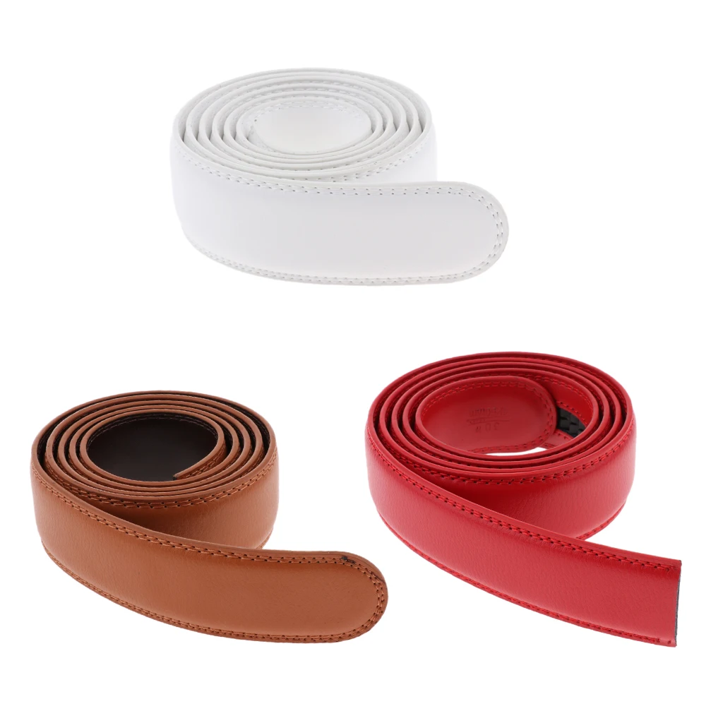 

Men's Leather Automatic Waist Strap Belt Without Buckle Casual Waist Belt Red Brown White color belt