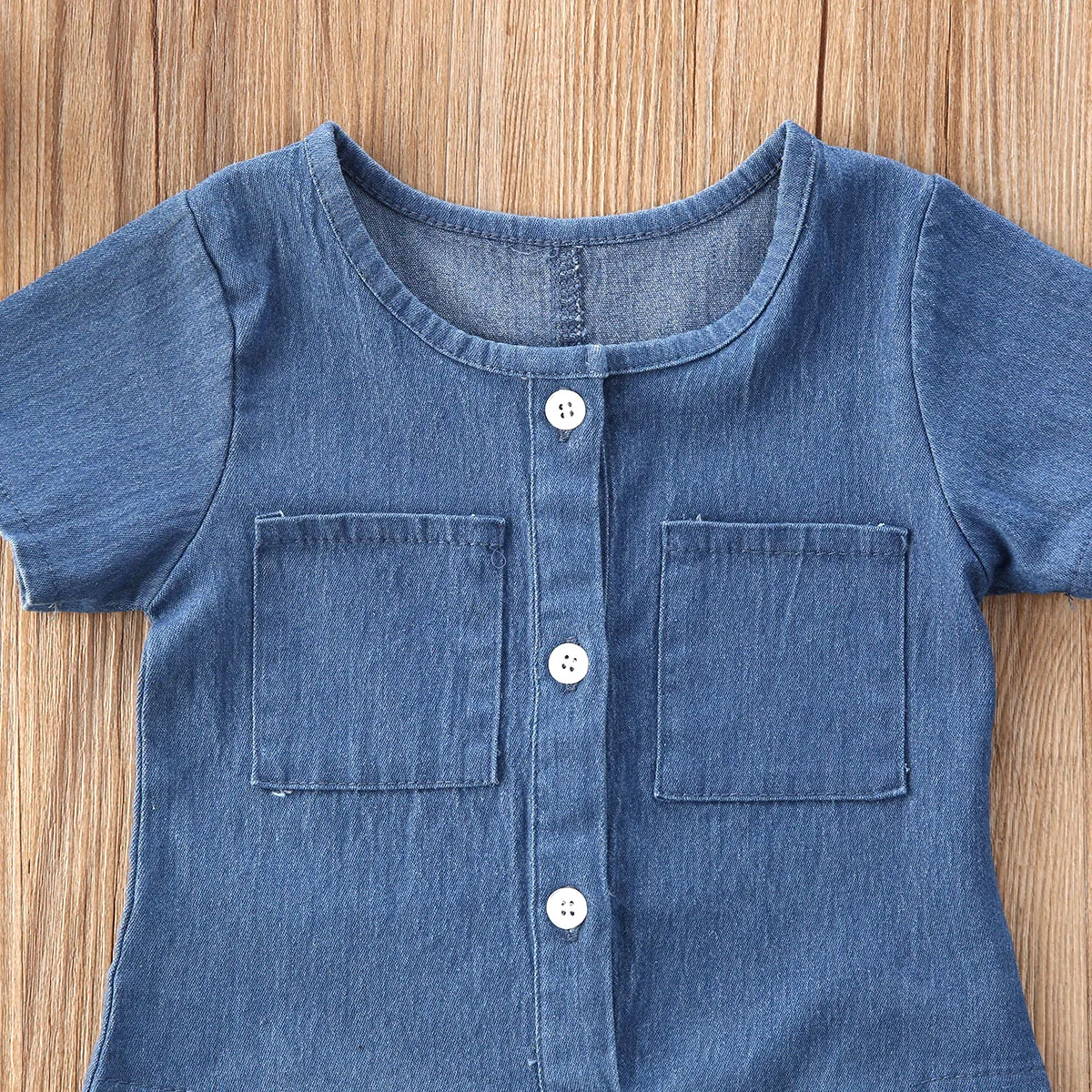 Летняя одежда для маленьких девочек Джинсовый комбинезон с кружевом