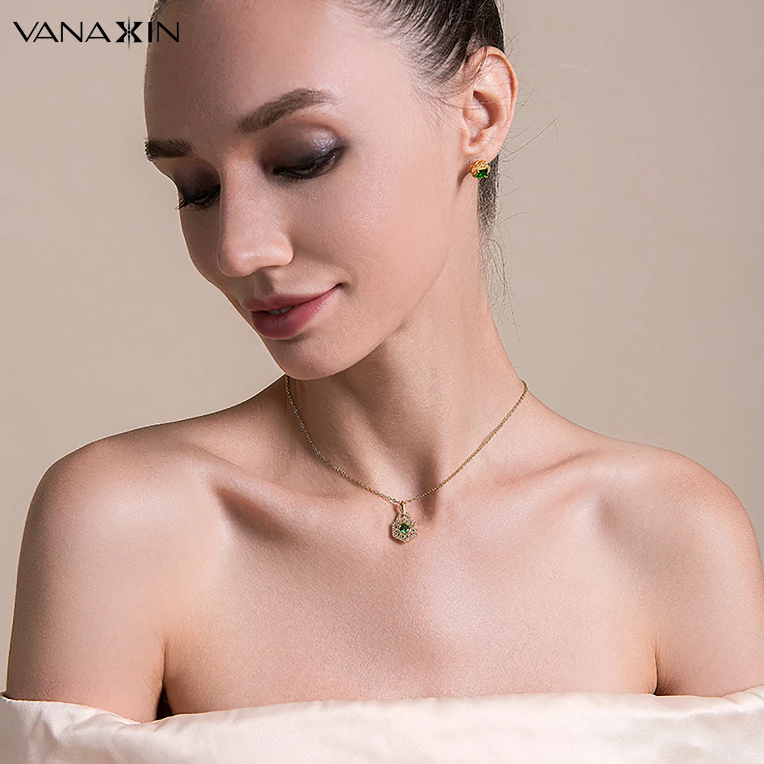 Изумрудное ожерелье с подвеской VANAXIN имитация нано ювелирное изделие