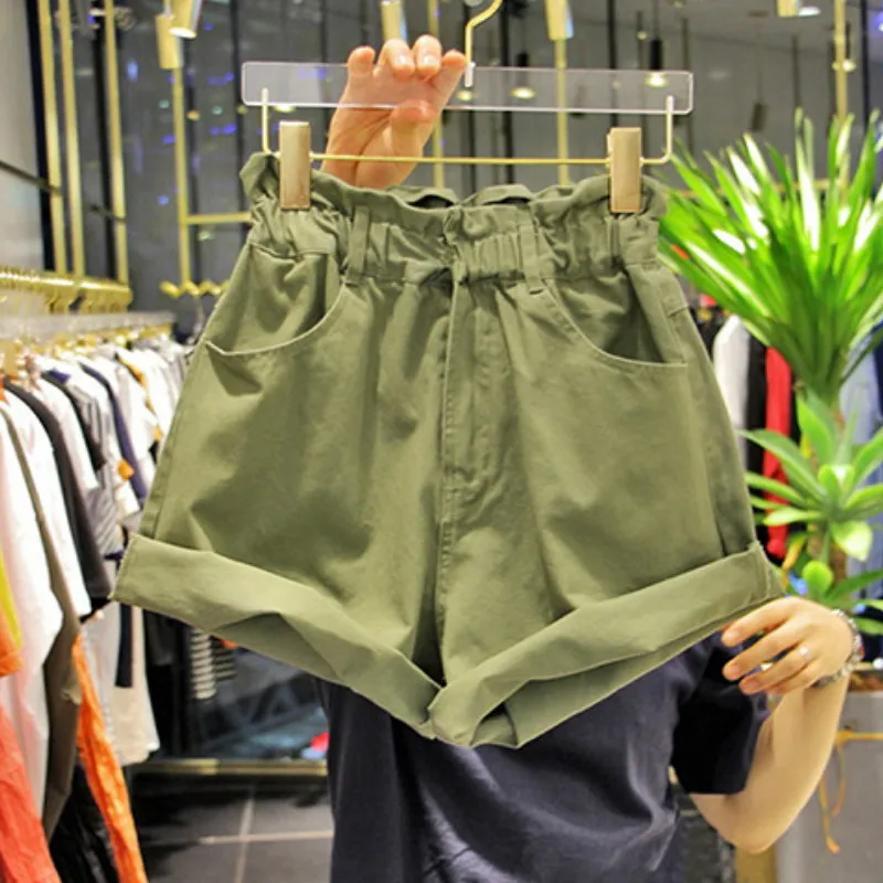 Летние популярные шорты с оборками и высокой талией в Корейском стиле женские