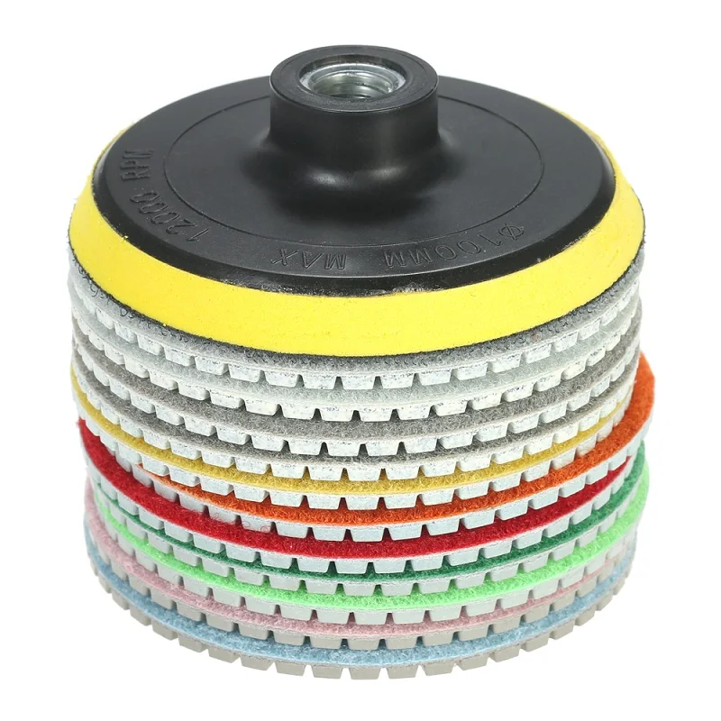 

10pcs 3" abrasive tools Diamond Flexible Wet Polishing Pads accessories Grinding Disc + 1pc Backing Pad for Marble Stone