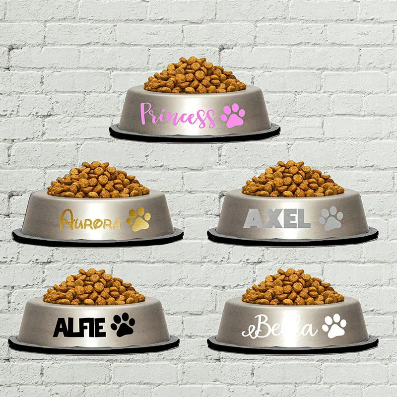 

2pcs Dog name wall sticker pubby decoration wall decals sticker pet bowl custom name pets paw waterproof for home T200502