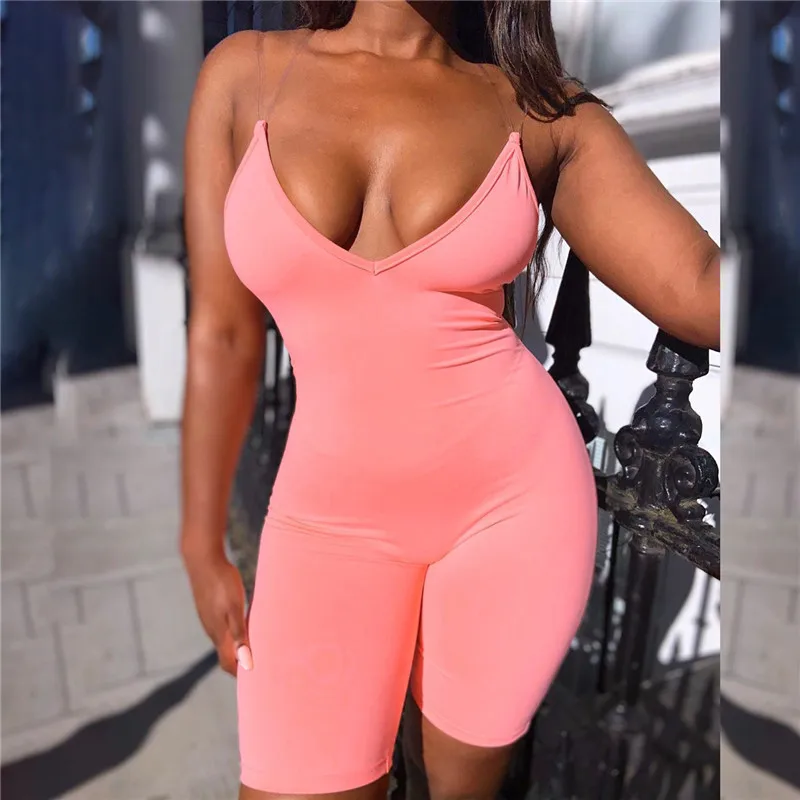 Женский сексуальный комбинезон без рукавов глубокий v-образный вырез невидимый