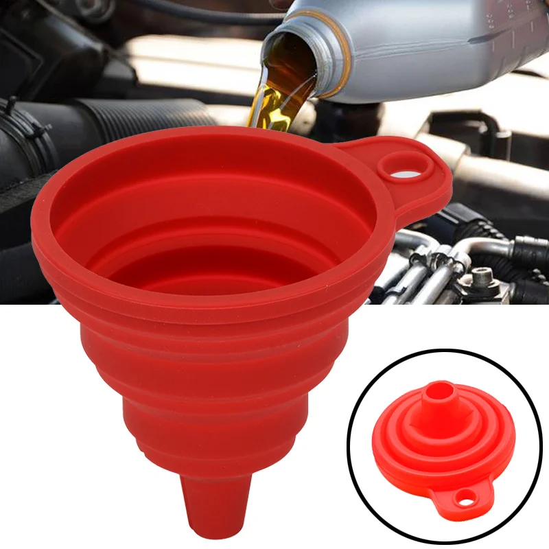 

Car Auto Engine Funnel Gasoline Oil Fuel Petrol Diesel Liquid Washer Fluid Change Fill Transfer Universal Collapsible Silicone