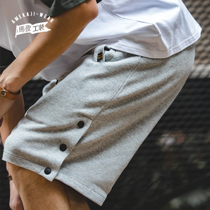 

Maden White Cargo Joggers Shorts Men Loose Work Cotton Trousers Botton Pocket Tactical Short Pants Casual Overalls