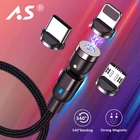 Магнитный кабель A.S, Micro USBType-C, 540 градусов, для iPhone, Xiaomi, Huawei
