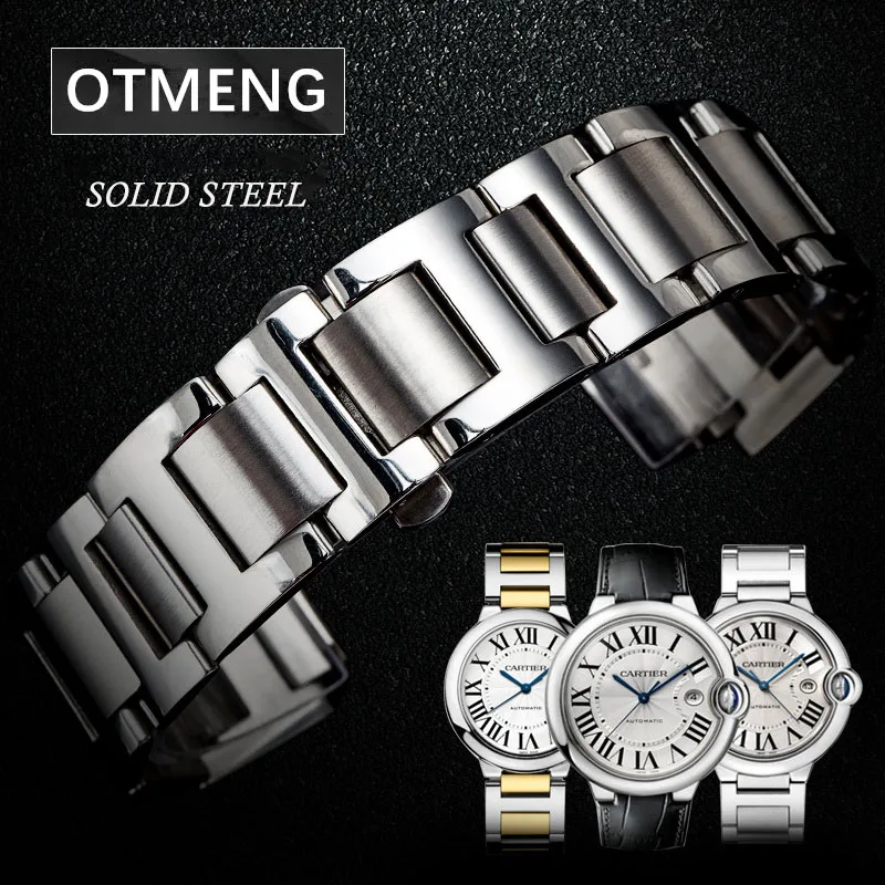 Otmeng для Cartier Ballon Bleu ремешок часов из нержавеющей стали подходит Мужской Женский