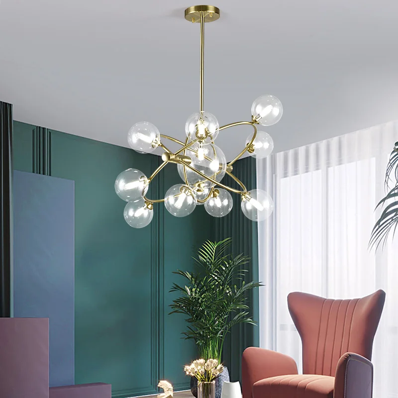 Современная глобальная стеклянная люстра светильник в скандинавском стиле