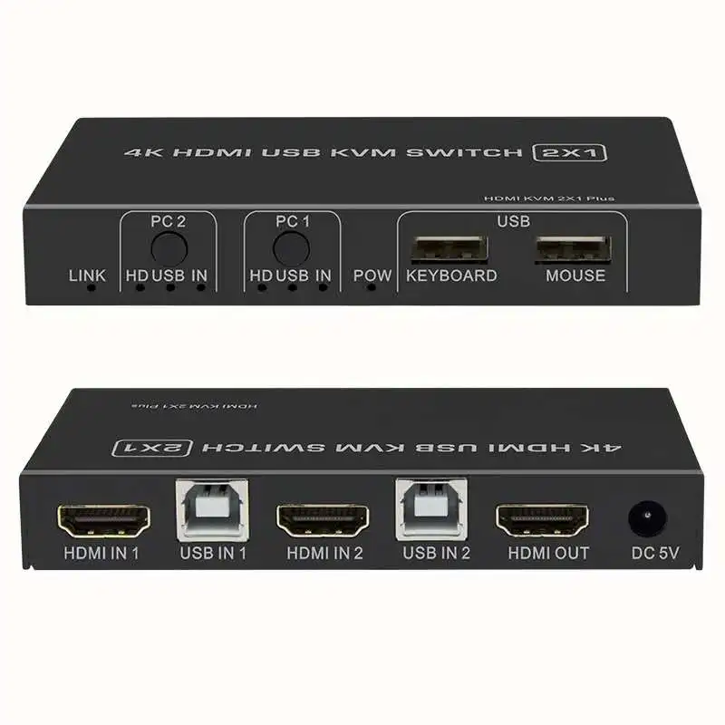 Квм-переключатель 4 K HDMI 2 в 1 выход USB HDMI1.4 квм-переключатель сплиттер Поддержка удаленного пробуждения для клавиатуры мыши монитора принтера от AliExpress RU&CIS NEW