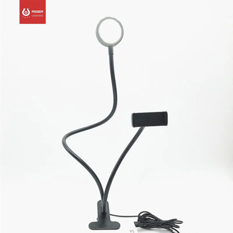

Portable LED Dimmable Ring Lamps With Phone Clip Three Speed Regulating Switch Makeup Video Live Studio LED Live Lamp