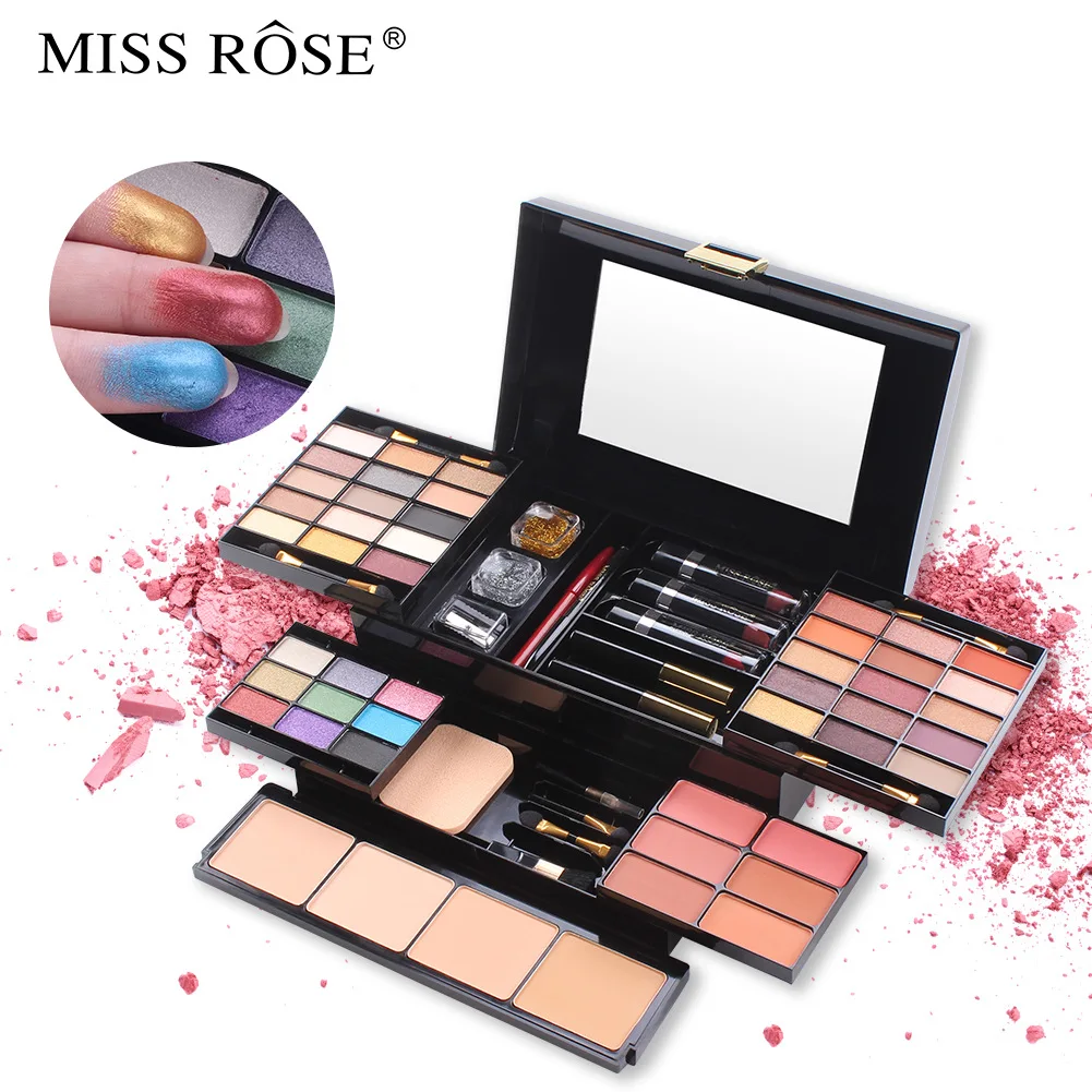 

MISS ROSE профессиональный набор для макияжа, 39 цветов, тени для век, Матовая коробка для теней, румяна, пудра, губная помада, подводка для глаз, м...