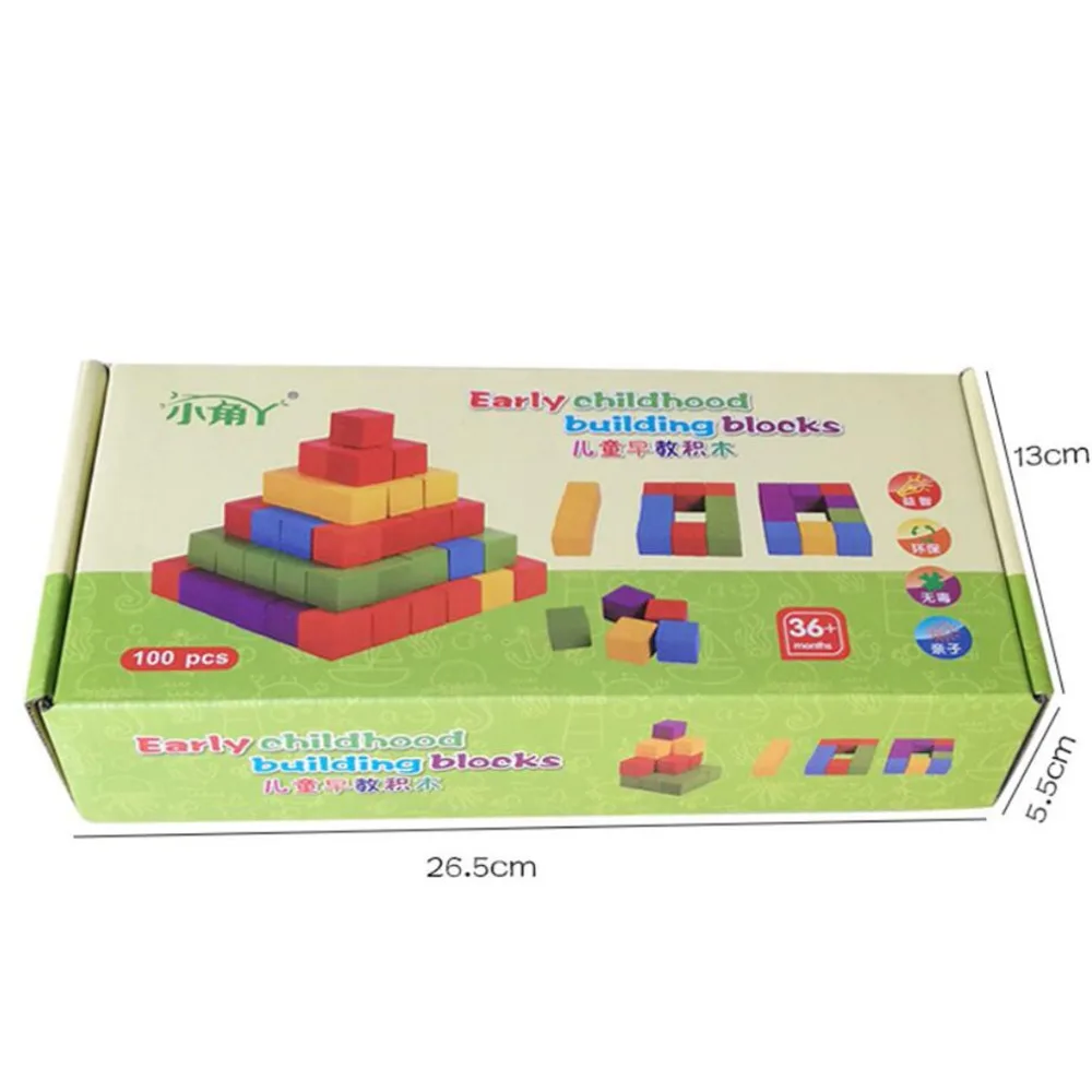 

100 Pcs/Set Wooden Cubic Brick Game 2.5cm Cubes DIY color Blocks Set Toys Wooden Learning & Education Toy For Baby Children