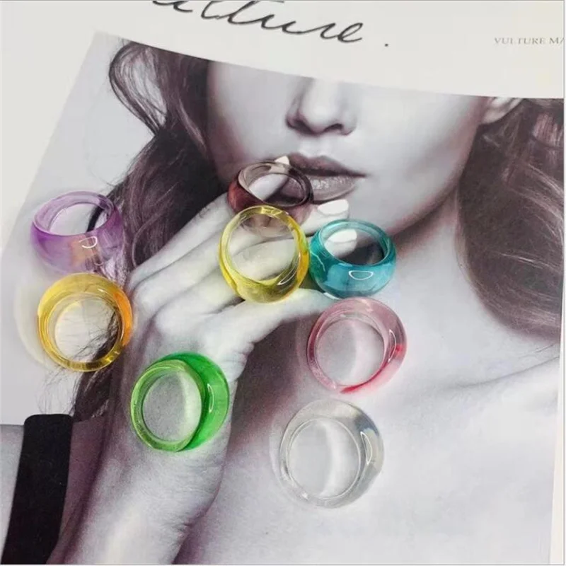 

Punki Summer New Ins Net Red Round Donut Color Water Ripple Geometric Ring Creative Ring A Variety of Colors To Choose
