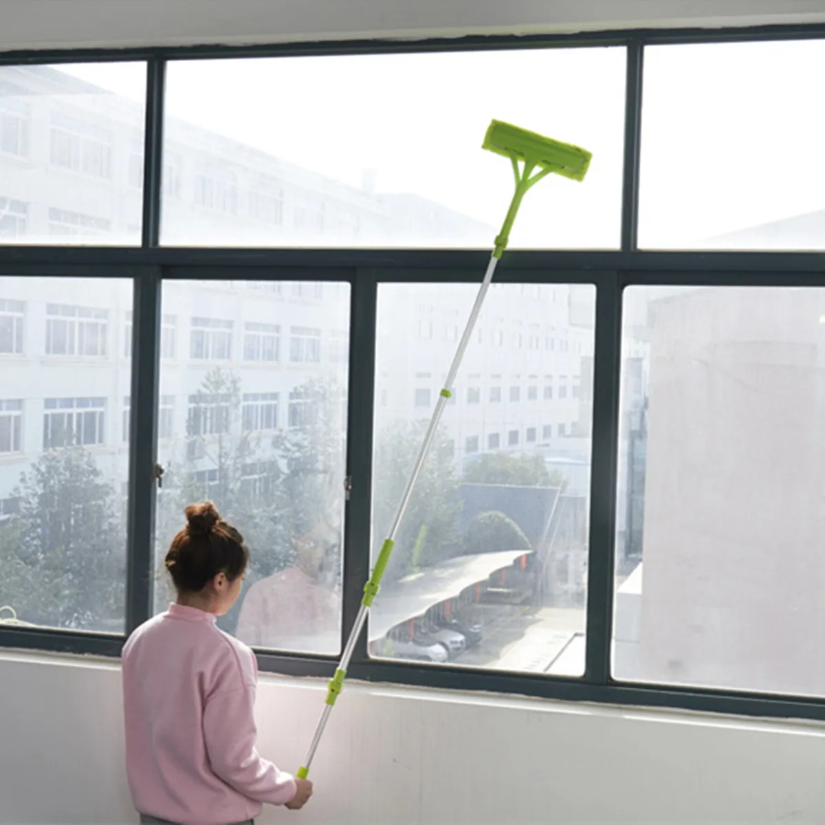 Cepillo limpiador de ventanas plegable telesc&oacute;pico, pr&aacute;ctico limpiador de vidrio de doble cara, &uacute;til para limpiar superficies de vidrio, 196cm, nuevo dise&ntilde;o-4