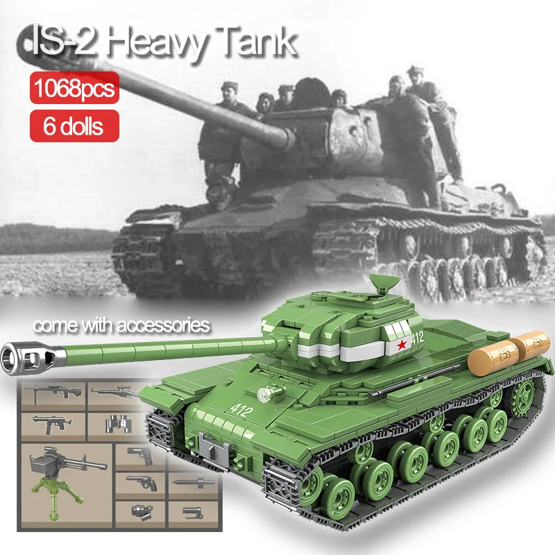 Новый 1068 штук военный WW2 советский IS 2M тяжелый танк оружие солдаты строительные