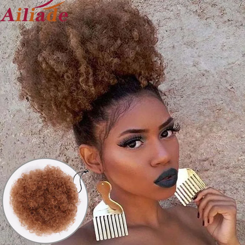 AILIADE афро пышные волосы пучок хвостиков для наращивания синтетические вьющиеся