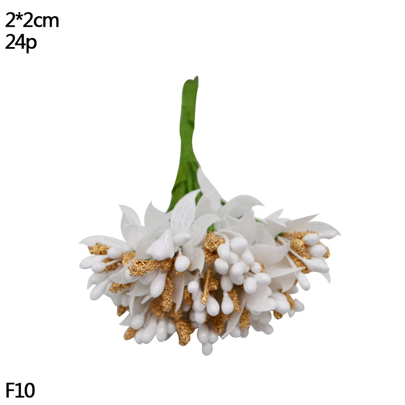 24pcs stamen Свадебные украшения Золотой искусственный цветок вишня тычинки ягоды DIY цветок венки декоративный торт подарочная коробка Свадебный декор - Цвет: 24pcs stamen