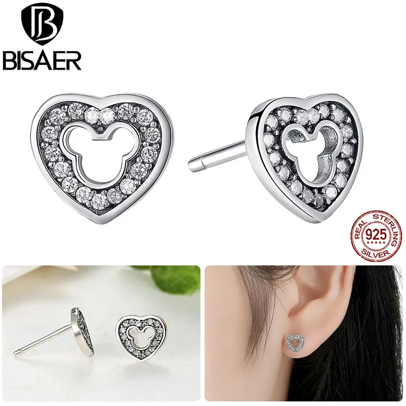 24 стиля серьги гвоздики из стерлингового серебра 925 пробы с бантом в виде сердца