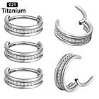 Серьги-гвоздики из титана F136 для пирсинга, кольцо с раскрывающимся сегментом и фианитом для соска хрящевой ткани уха, Козелка, губ, тела, ювелирные изделияпирсинг титан f136пирсинг для сосков из титана