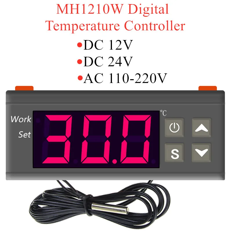MH1210W Температура контроллер DC12V DC24V AC110 220V термометр терморегулятор Термостат 50 ~